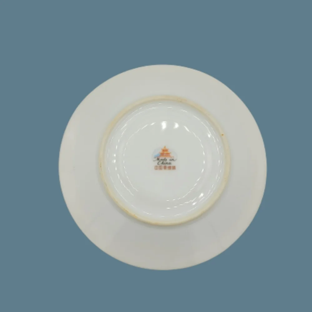 Elegant Rose Pattern Porcelain Tea Cup and Saucer Set, Gold Trim